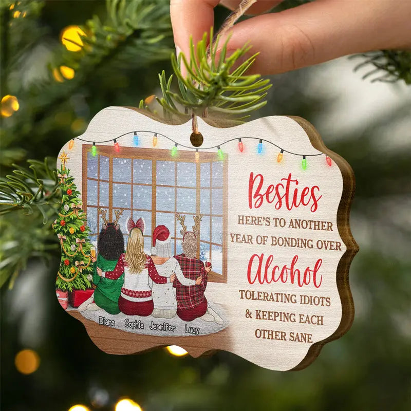 Bestie Keeping Each Other Sane - Bestie BFF Christmas Gift - Personalized Wooden Ornament ornament The Next Custom Gift