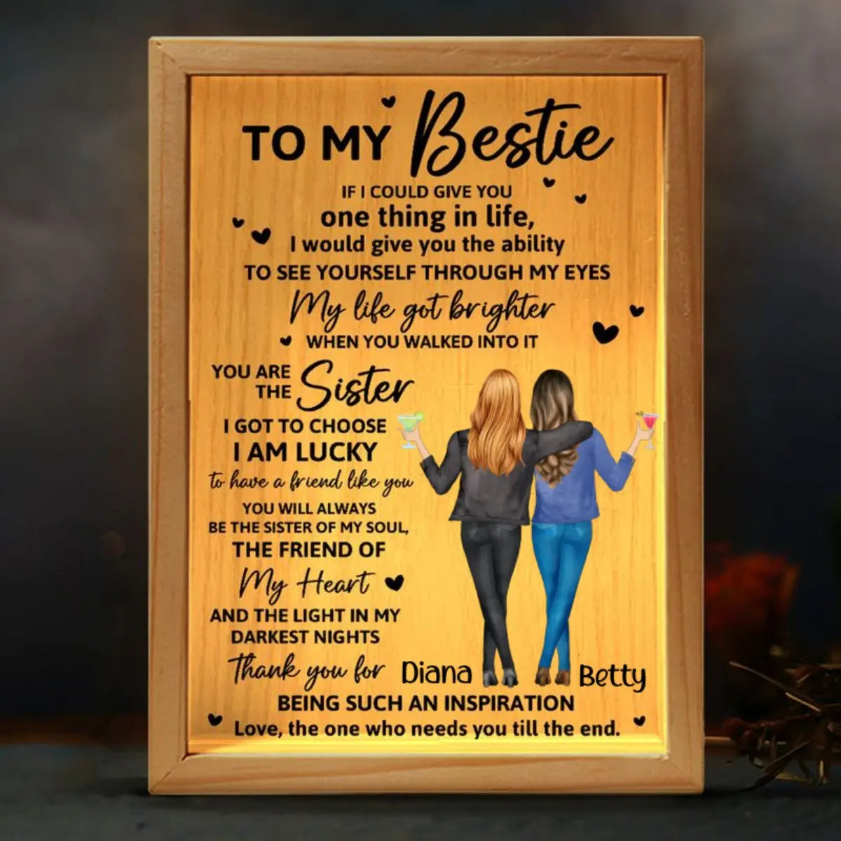 Bestie - To My Bestie, My Life Got Brighter When You Walked Into It - Personalized Frame Light Box - The Next Custom Gift  Frame Light Box