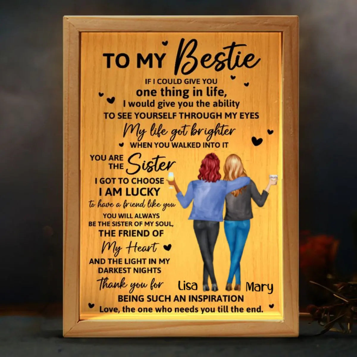 Bestie - To My Bestie, My Life Got Brighter When You Walked Into It - Personalized Frame Light Box - The Next Custom Gift  Frame Light Box