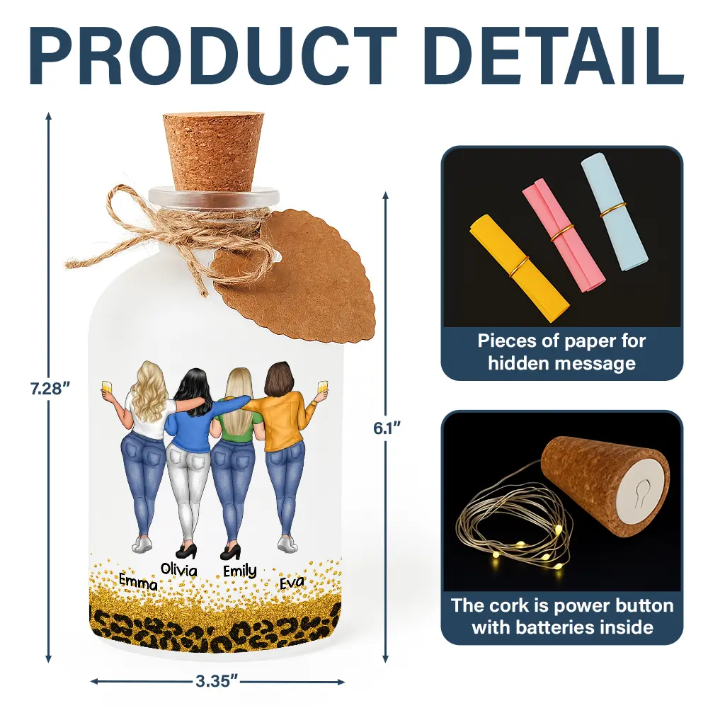 Bestie Because Of You I Laugh A Little Harder - Personalized Short Bottle Light