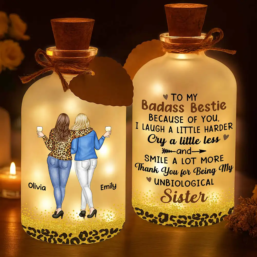Bestie Because Of You I Laugh A Little Harder - Personalized Short Bottle Light