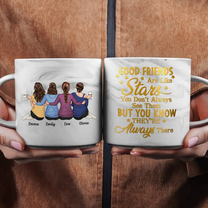 Bestie Good Friends Are Like Stars - Personalized Marble Mug