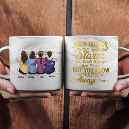 Bestie Good Friends Are Like Stars - Personalized Marble Mug