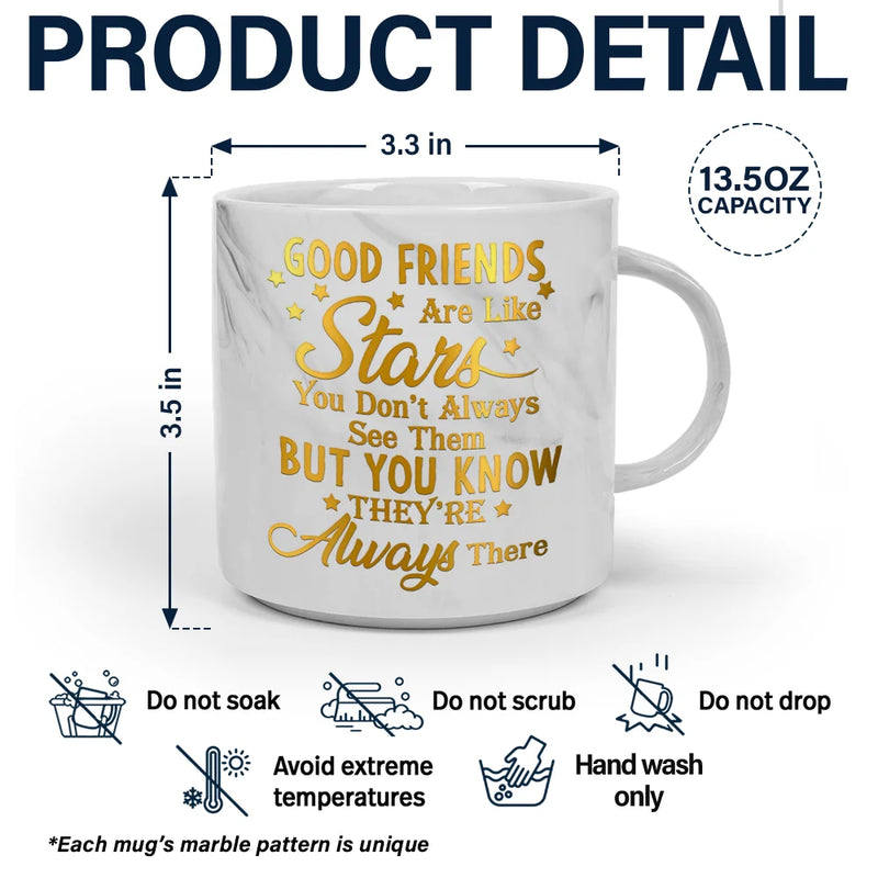 Bestie Good Friends Are Like Stars - Personalized Marble Mug