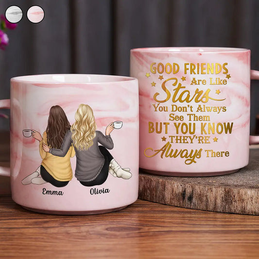 Bestie Good Friends Are Like Stars - Personalized Marble Mug