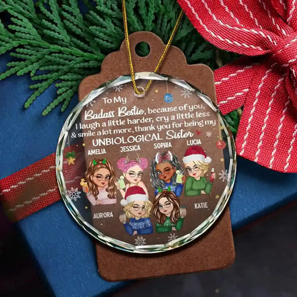 Besties Because Of You I Laugh A Little Harder Christmas - Personalized Circle Acrylic Ornament Ornament The Next Custom Gift