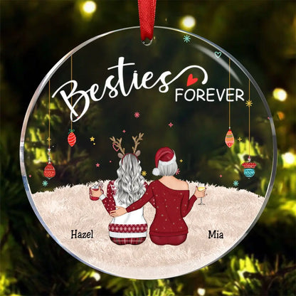 Besties - Besties Forever - Personalized Circle Ornament (BU)