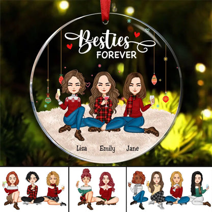 Besties - Besties Forever - Personalized Circle Ornament (II)