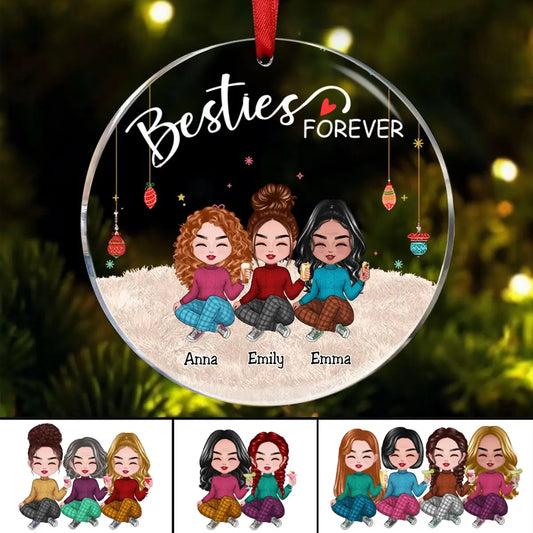 Besties - Besties Forever - Personalized Circle Ornament (TB)