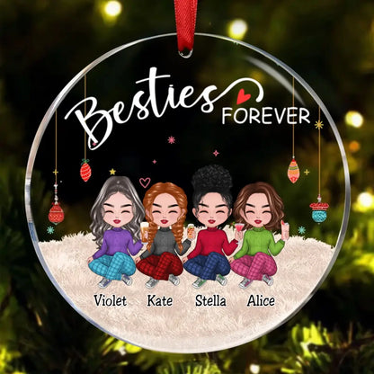 Besties - Besties Forever - Personalized Circle Ornament (TB)