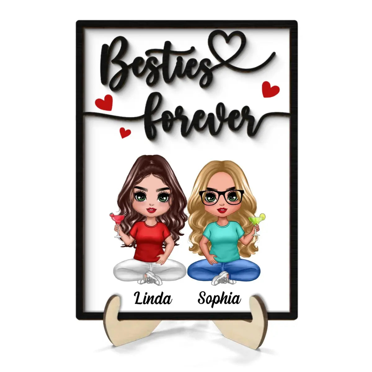 Besties - Besties Forever - Personalized Wooden Plaque (TL) Standing Wooden Plaque The Next Custom Gift