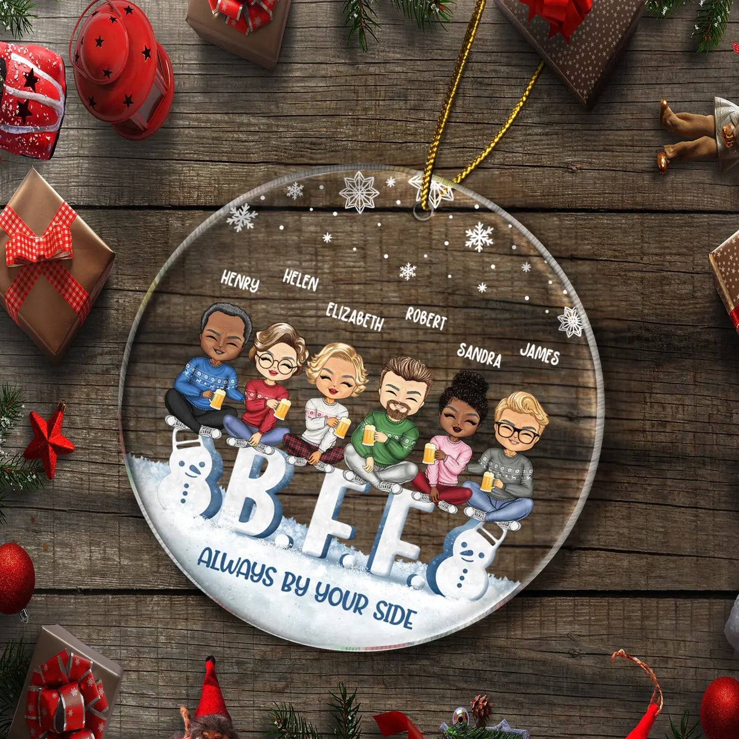 Besties Forever - Christmas Gift For Best Friends And Sisters - Personalized Custom Circle Acrylic Ornament Ornament The Next Custom Gift