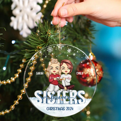 Besties Forever - Christmas Gift For Best Friends And Sisters - Personalized Custom Circle Acrylic Ornament Ornament The Next Custom Gift