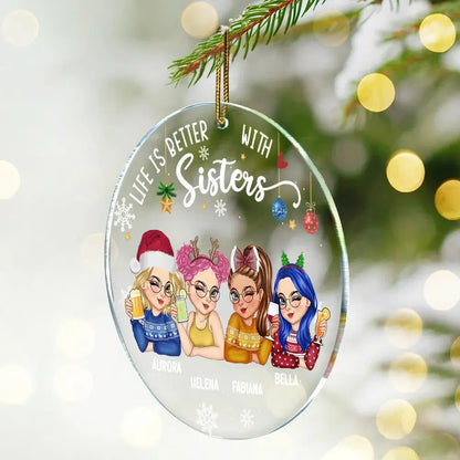 Besties Forever Christmas - Personalized Circle Acrylic Ornament Ornament The Next Custom Gift