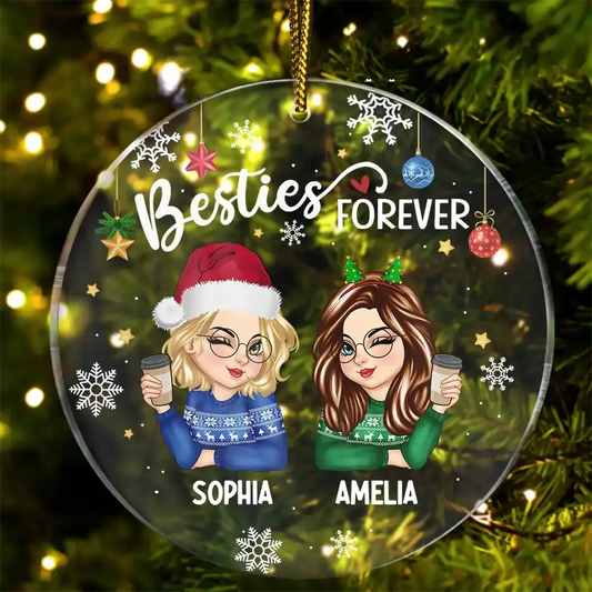 Besties Forever Christmas - Personalized Circle Acrylic Ornament Ornament The Next Custom Gift