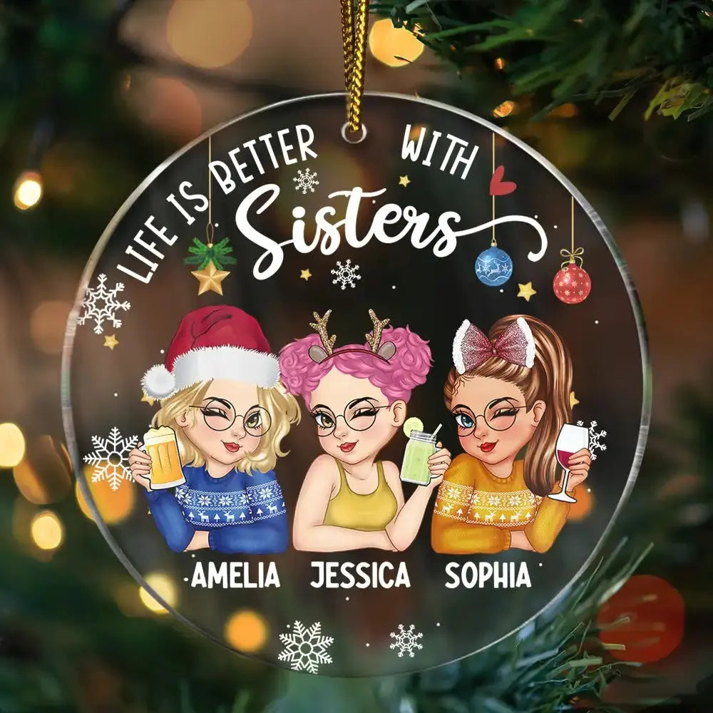 Besties Forever Christmas - Personalized Circle Acrylic Ornament Ornament The Next Custom Gift