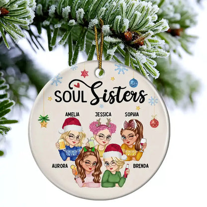 Besties Forever Christmas - Personalized Circle Ceramic Ornament ornament The Next Custom Gift