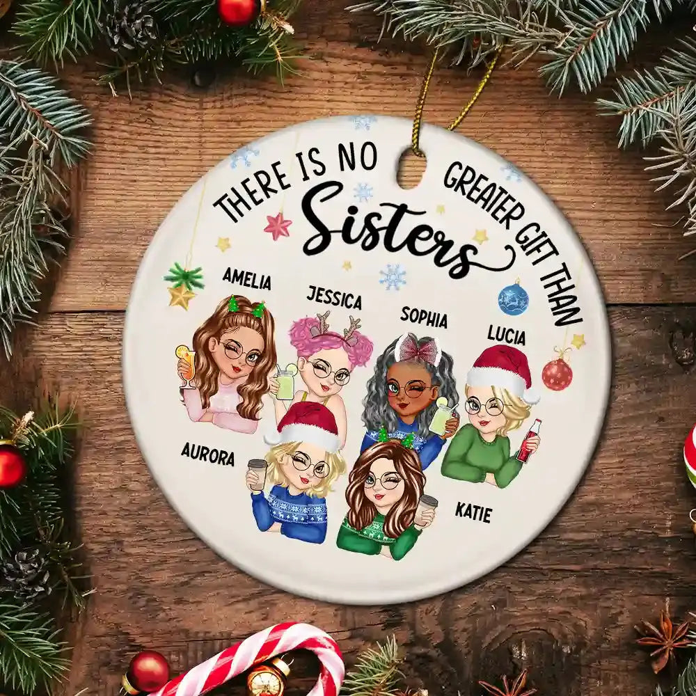 Besties Forever Christmas - Personalized Circle Ceramic Ornament ornament The Next Custom Gift