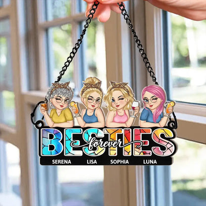 Besties Forever - Personalized Window Hanging Suncatcher Ornament Hanging Suncatcher Ornament The Next Custom Gift