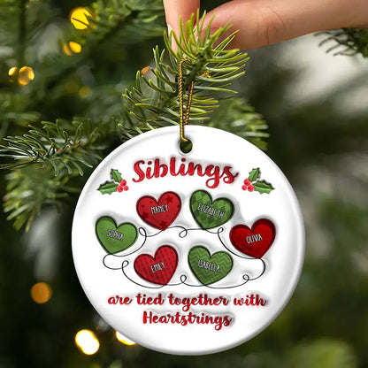 Besties Friends Are Tied Together With Heartstrings - 3D Inflated Effect Printed Ornament, Personalized Circle Acrylic Ornament Ornament The Next Custom Gift