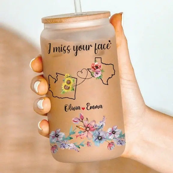 Besties - Long Distance Friendship I Miss Your Face - Personalized Tumbler Glass Glass Can The Next Custom Gift