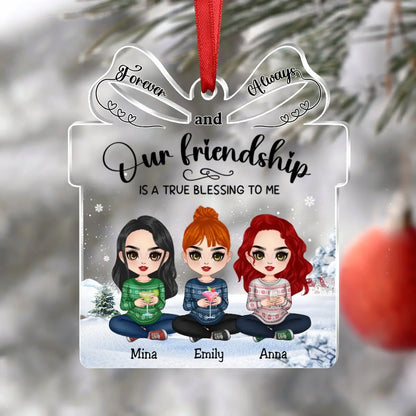 Besties - Our Friendship is a True Blessing to me - Personalized Transparent Ornament