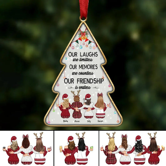 Besties - Our Laughs Are Limitless Our Memories Are Countless Our Friendship Is Endless - Personalized Transparent Ornament