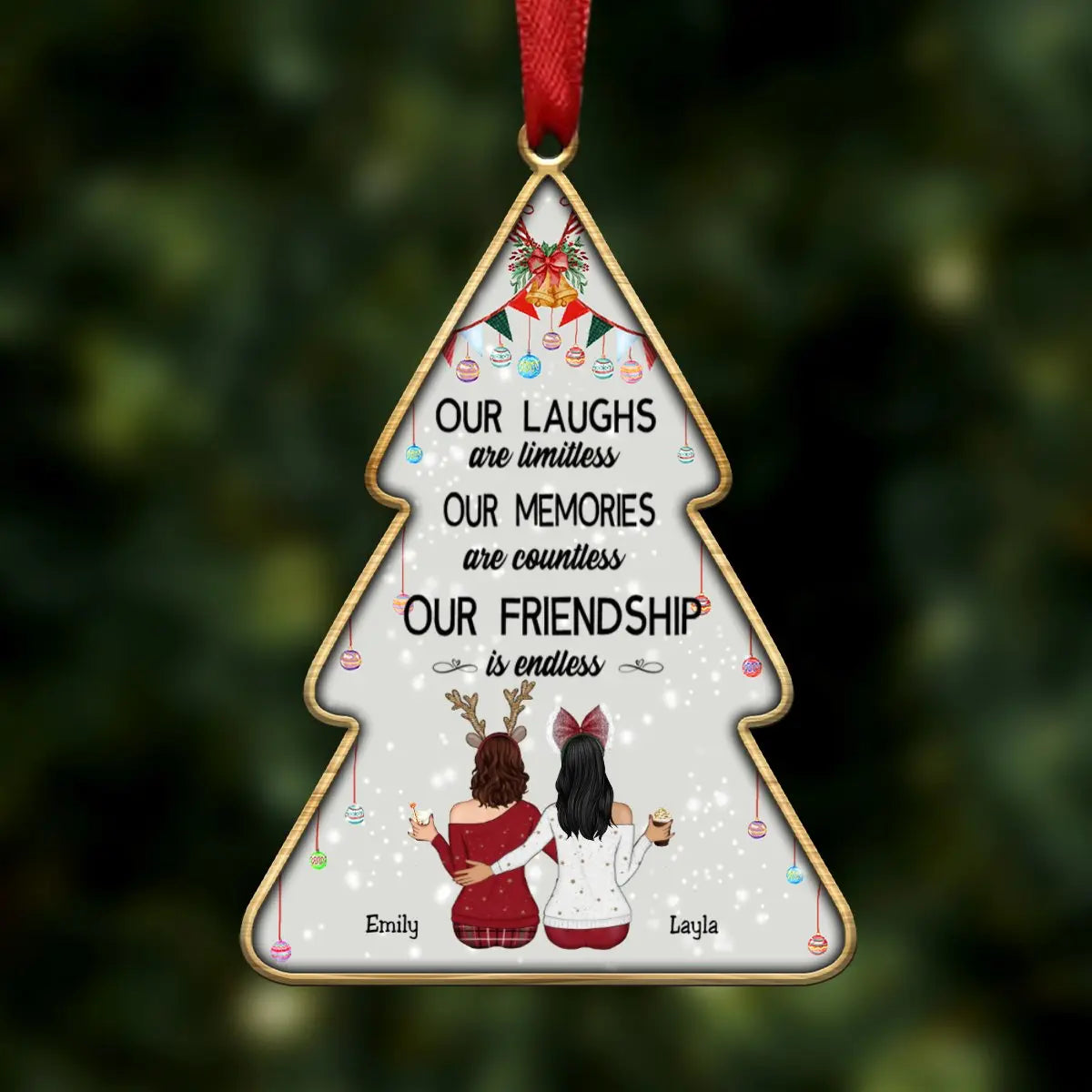 Besties - Our Laughs Are Limitless Our Memories Are Countless Our Friendship Is Endless - Personalized Transparent Ornament