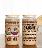Besties - Partner In Crime - Personalized Glass Can - The Next Custom Gift  Glass Can