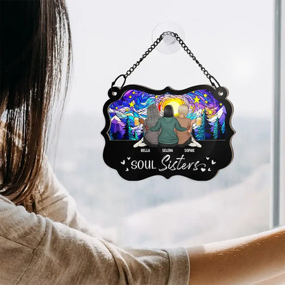 Besties Sisters Forever - Personalized Window Hanging Suncatcher Ornament Hanging Suncatcher Ornament The Next Custom Gift