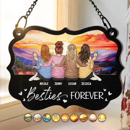 Besties Sisters Forever - Personalized Window Hanging Suncatcher Ornament Hanging Suncatcher Ornament The Next Custom Gift