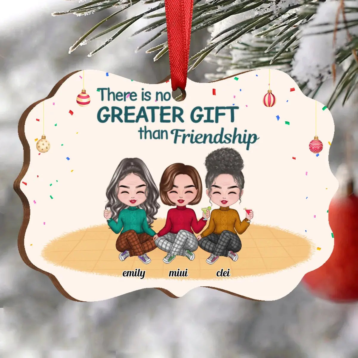 Besties - There Is No Greater Gift Than Friendship - Personalized Ornament Ver. 3