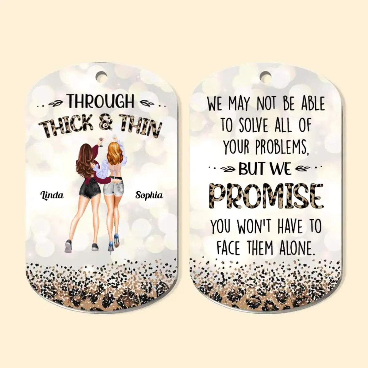 Besties - Through Thick & Thin - Personalized Keychain (TL) Keychain The Next Custom Gift