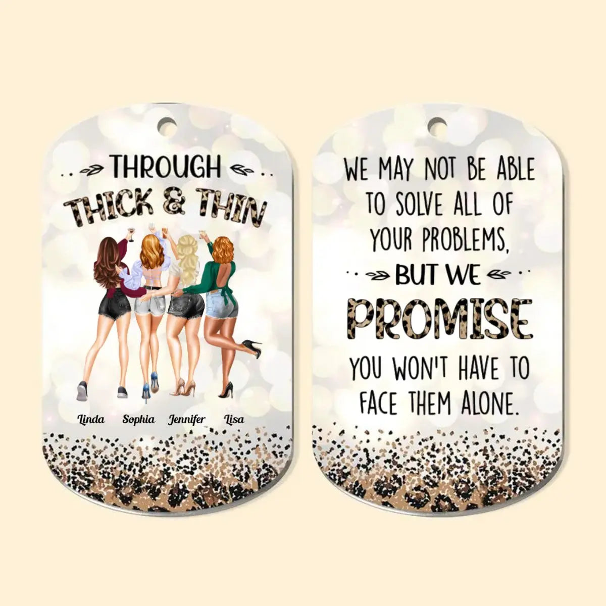 Besties - Through Thick & Thin - Personalized Keychain (TL) Keychain The Next Custom Gift