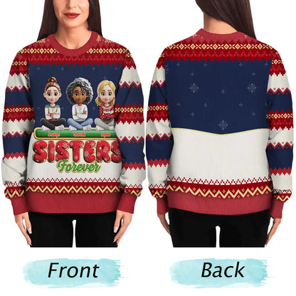 Besties Friends Siblings Forever 3D Effect - Personalized Unisex Ugly Sweater