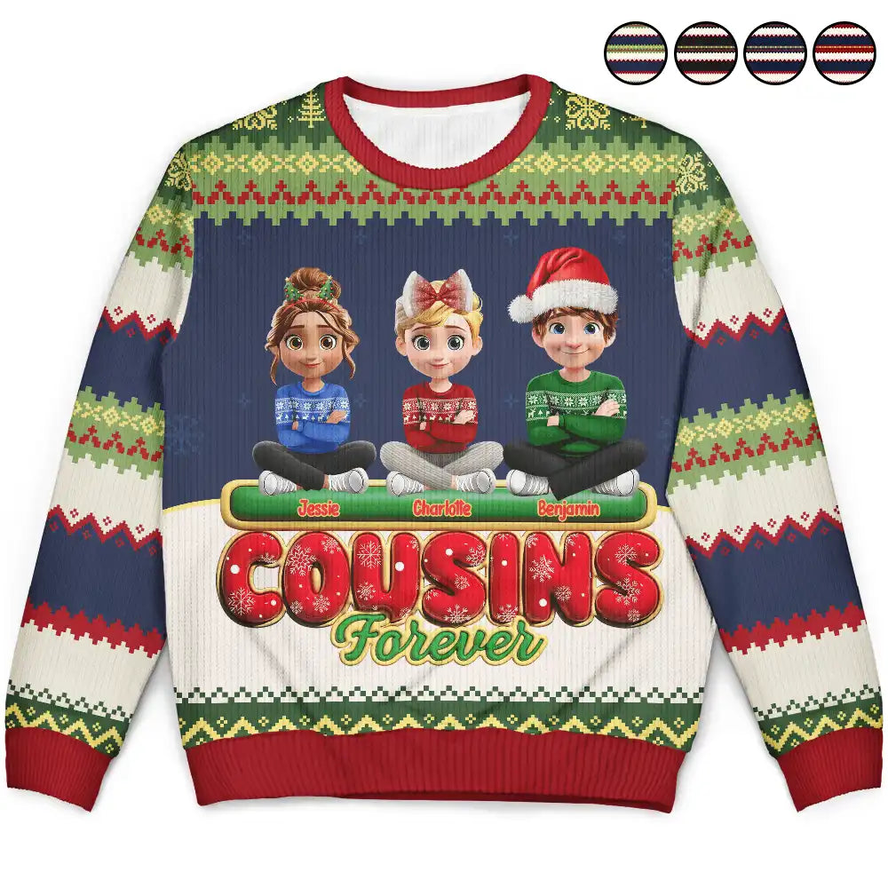 Besties Friends Siblings Forever 3D Effect - Personalized Unisex Ugly Sweater