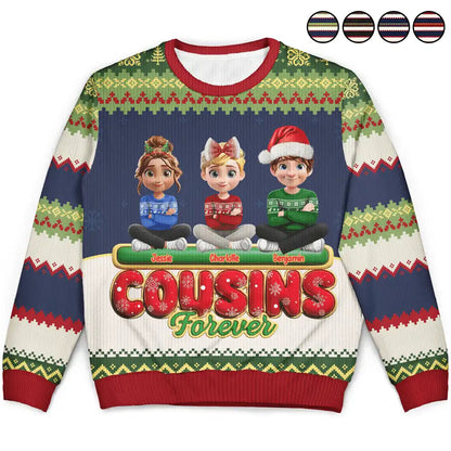 Besties Friends Siblings Forever 3D Effect - Personalized Unisex Ugly Sweater