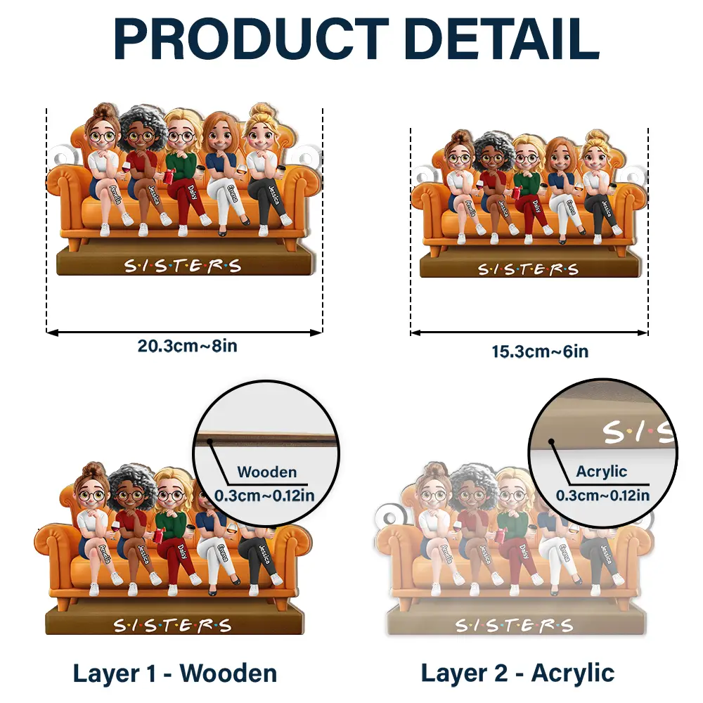 Besties Sitting Together - Personalized Window Hanging Suncatcher Ornament