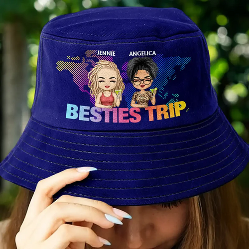 Besties Trip Travel Buddies - Personalized Bucket Hat