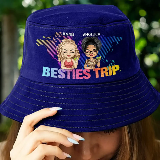 Besties Trip Travel Buddies - Personalized Bucket Hat