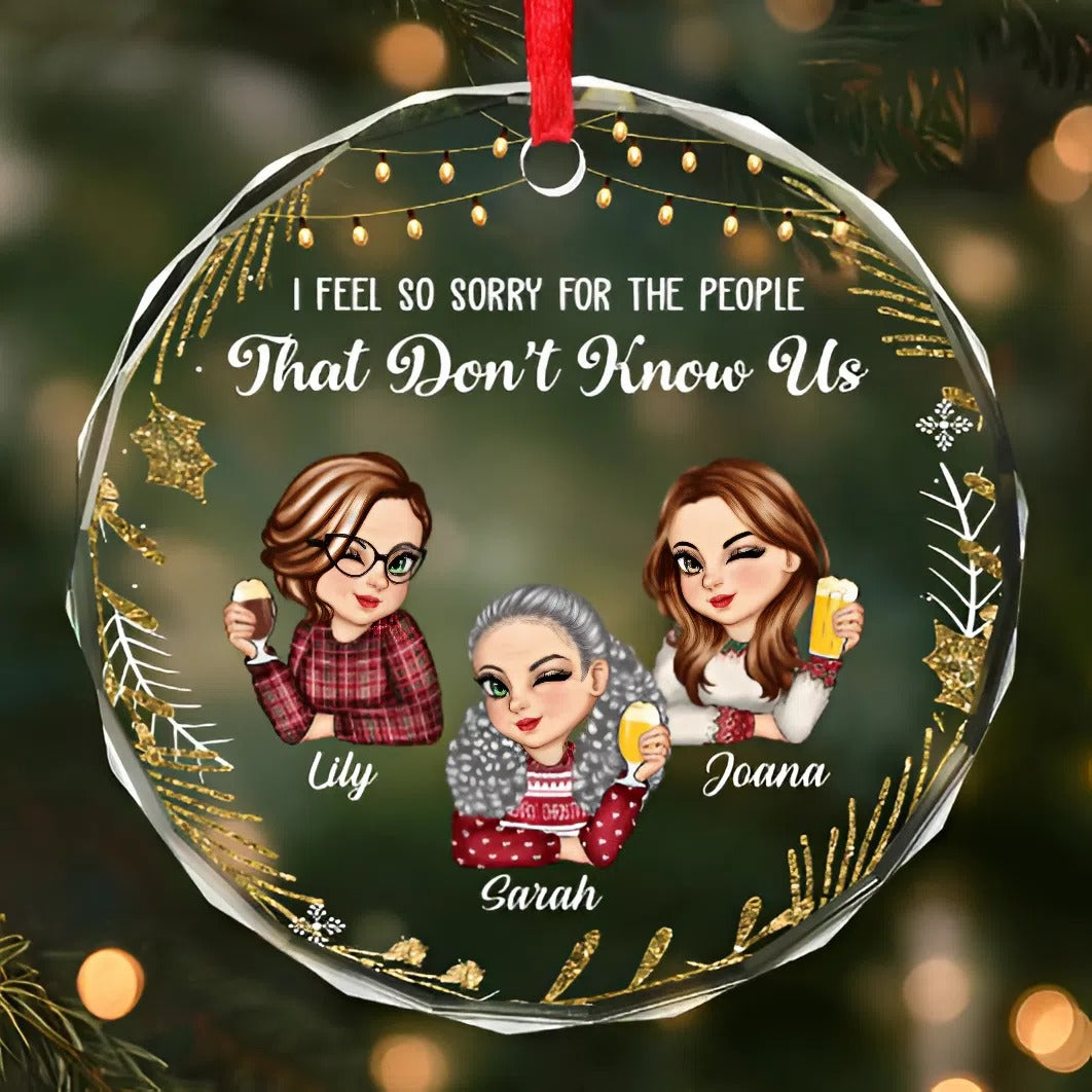 Custom Circle Acrylic Ornament - Personalized Best Friend Christmas Birthday Gifts For Women, Besties, Sisters, BFF - Laughter Louder With You Around
