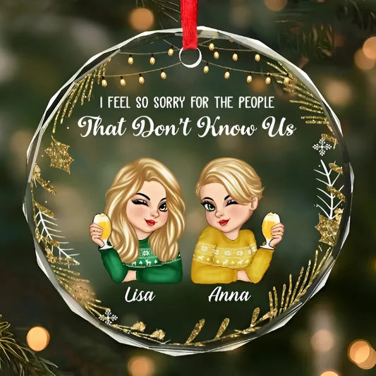 Custom Circle Acrylic Ornament - Personalized Best Friend Christmas Birthday Gifts For Women, Besties, Sisters, BFF - Laughter Louder With You Around