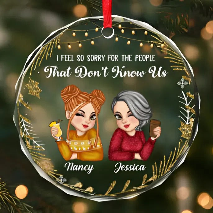 Custom Circle Acrylic Ornament - Personalized Best Friend Christmas Birthday Gifts For Women, Besties, Sisters, BFF - Laughter Louder With You Around