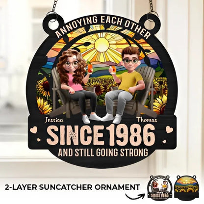 Custom Window Hanging Suncatcher Ornament - Personalized Anniversary Wedding Gifts For Husband And Wife, Him And Her - Built On Jokes, Sealed With A Kiss