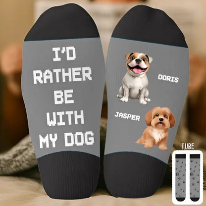 Custom Crew Socks - Personalized Birthday Gifts For Dog Lovers, Dog Dad And Mom - Chillin’ With My Fur Buddy