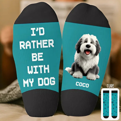 Custom Crew Socks - Personalized Birthday Gifts For Dog Lovers, Dog Dad And Mom - Chillin’ With My Fur Buddy