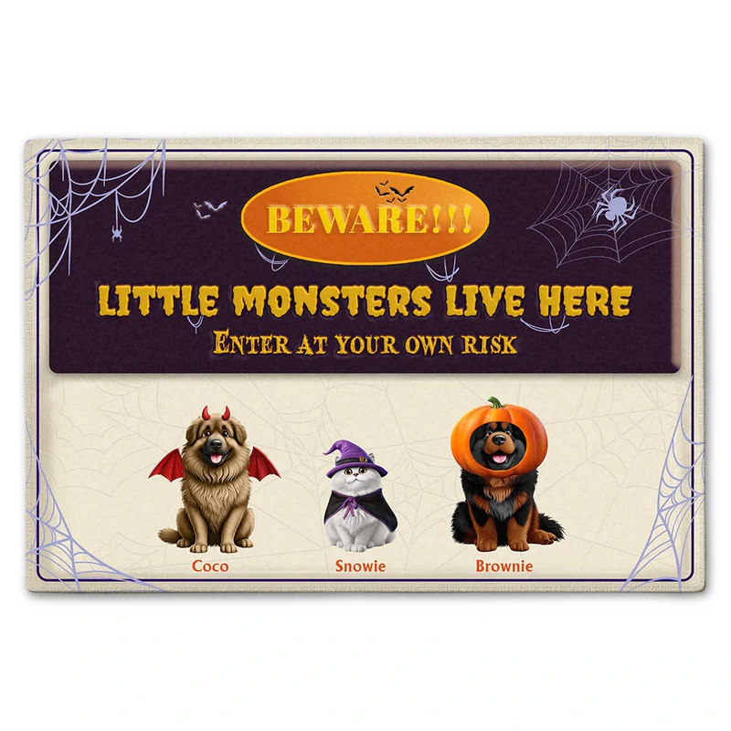 Beware Little Monsters In This Family - Personalized Doormat