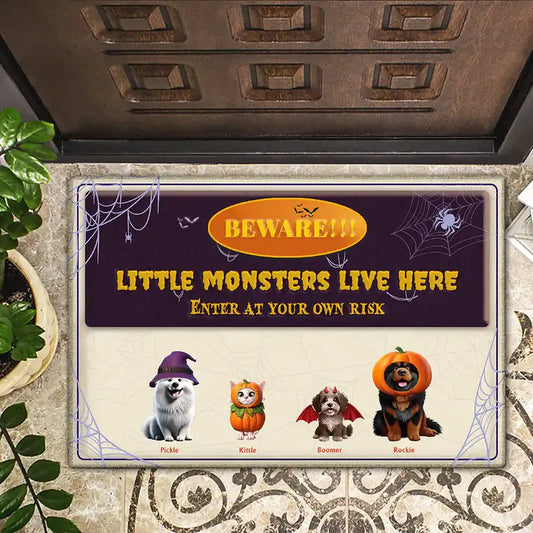 Beware Little Monsters In This Family - Personalized Doormat