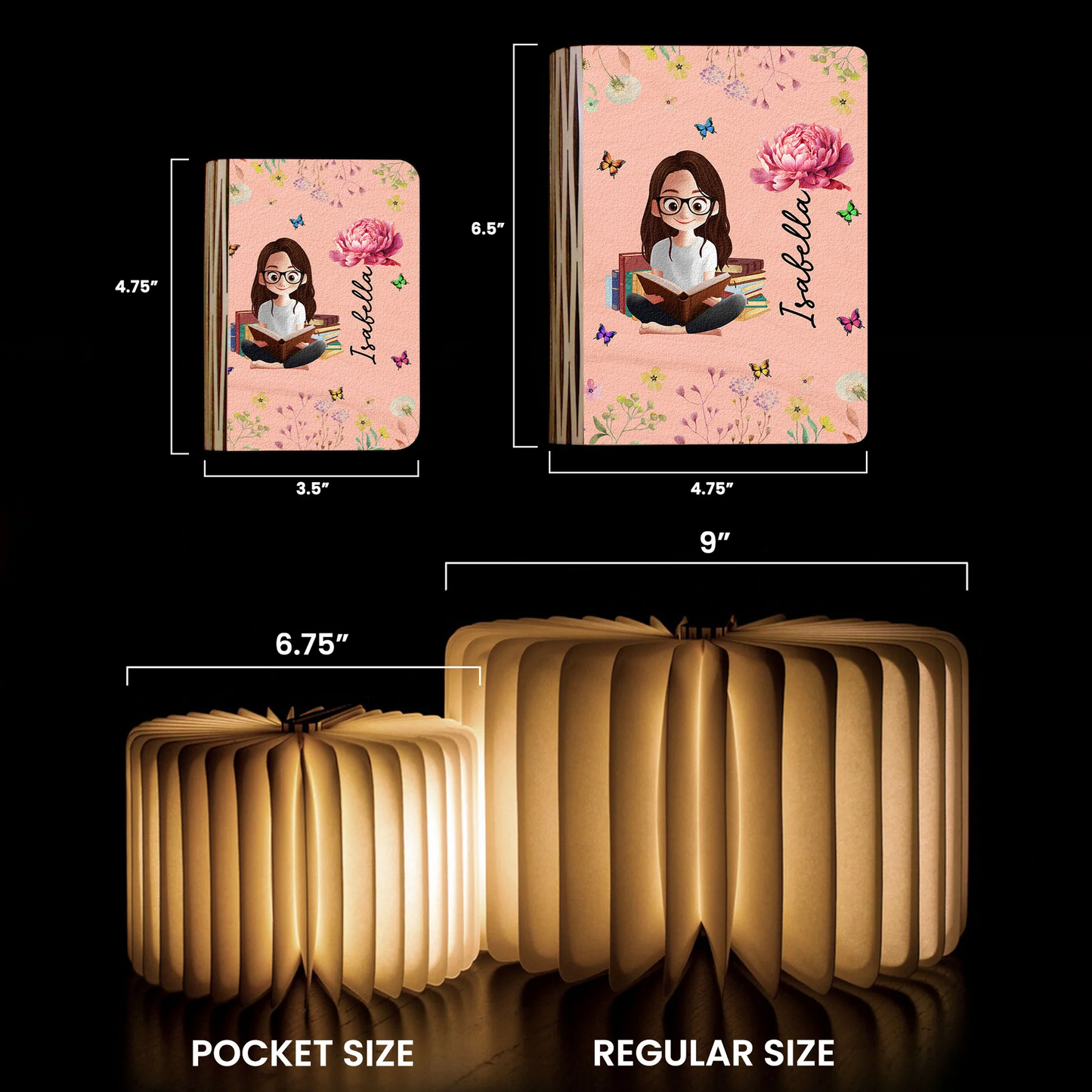 Birth Flower Book Lovers - Personalized Book Lamp