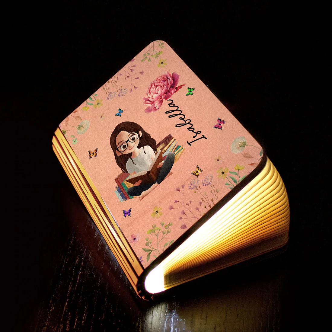 Birth Flower Book Lovers - Personalized Book Lamp
